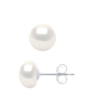 Örhängen av silver 925 och äkta odlade sötvattenspärlor Knapp 7-8 mm