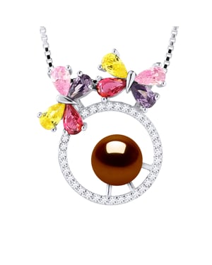 BUTTERFLY zoetwater parel Ronde 8-9mm Chocolate 925