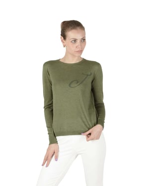 Crown Of Edinburgh Cashmere Long Sleeve Art 004 Green Letter J
