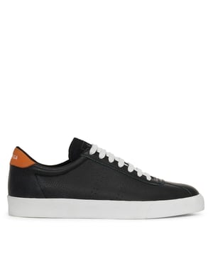 Superga Volwassen 2843 Club S Leren Trainers (Zwart/Oranje)