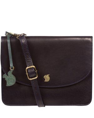 'Cara' Navy Leather Cross Body Clutch Bag