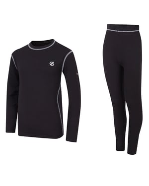 Dare 2B Childrens/Kids Pow II Plain Base Layer Set (Black)