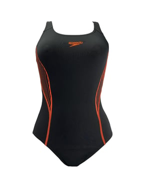 Speedo Placement Dames Zwart/Oranje Zwempak