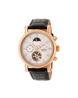 Heritor Automatische Winston Semi-Skelet Leerband Horloge