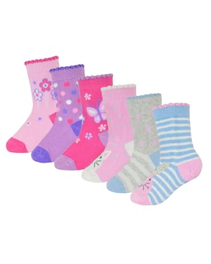 6 Pair Baby Girls Butterfly Design Sock | Sock Snob | Soft Comfortable Animal Socks for Toddler - Animal
