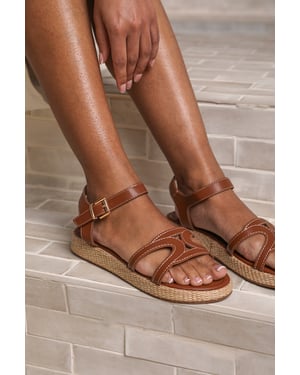 Wheres That From Womens 'Julia' Flatform Sandal With Stylish Cut Strap Detail