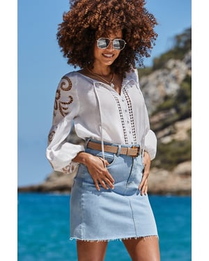 Light Wash A-Line Denim Skirt