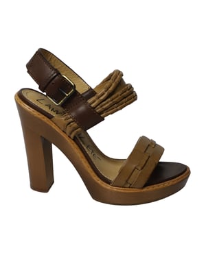 Lanvin Wooden Heels in Brown Leather