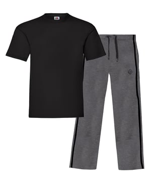 Enzo | Mens T-Shirt & Pants Loungewear Set - Black/Charcoal