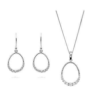 Orphelia 'Aria' Women's 925 Sterling Silver Set: Chain-Pendant + Earrings - Silver SET-7494