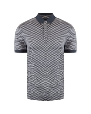 Emporio Armani Patterned Mens Light Grey/Black Polo Shirt