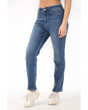 Ladies Magic Shaping High Waisted Straight Leg Jeans in Blue