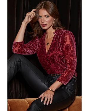 Ruby Plush Velvet Devore Blouse