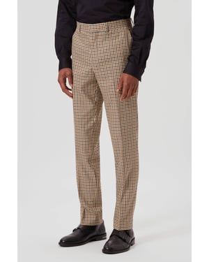 Blythe Slim Fit Beige Check Trousers