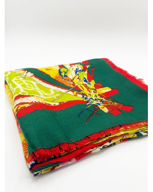 Green Multi Print Scarf