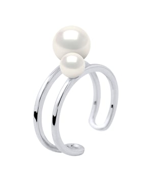 Ring DUO Beads Freshwater 5 en 8 mm White 925