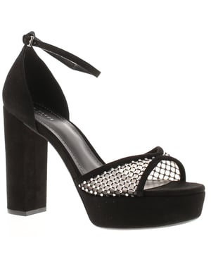 Ted Baker Womens Heels Bexins Suede Leather Platform Block Heel Peep Toe Black