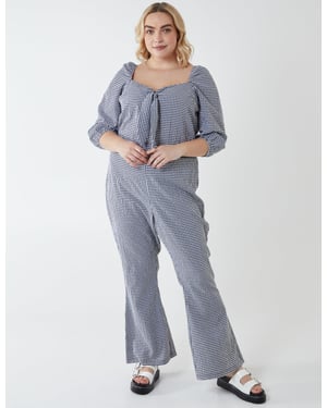 EDIE - Curve Gingham Jumpsuit