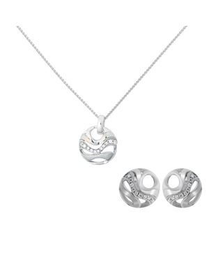 Orphelia 'Elvina' Dames 925 Sterling Zilveren Set: Ketting-Hanger + Oorbellen - Zilver SET-7085