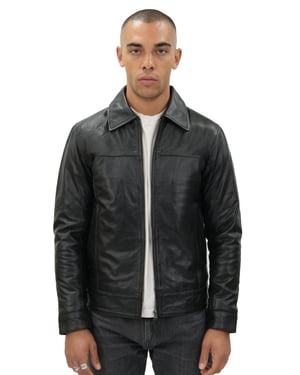 Mens Leather Harrington Jacket-Shanghai