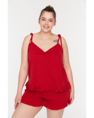 Koele Comfort Plus Size Pyjama Set in Rood