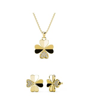 Parure et Coffret Klöverblad - Doré et Cristal