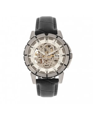 Reign Philippe Automatic Skeleton Leather-Band Watch