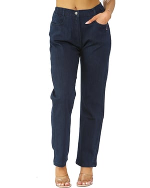 MYT Womens Side Elastic Waist Jeans in Dark Blue
