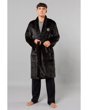 Black Plush Shawl Collar Dressing Gown
