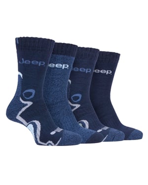 JEEP - 4 Pairs Mens Anti Blister Thick Cushioned Luxury Boot Socks