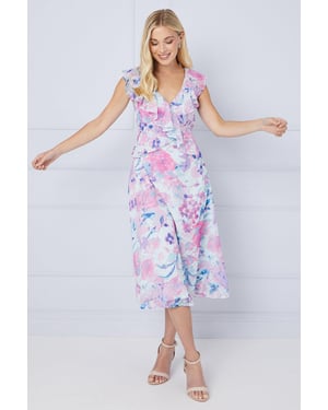 Petite Floral Dobby Ruffle Midi Dress