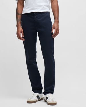 BOSS Orange Mens Slim Fit Chinos in Stretch-Cotton Satin