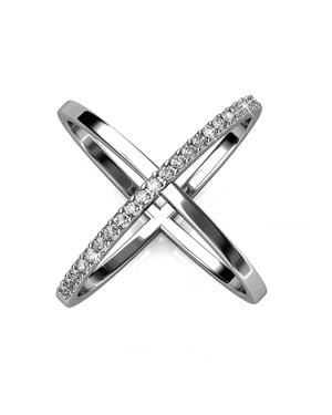 X Duo Ring - Silver och kristall