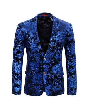 Snygg blå Blazer Klänning Blommig Blazer