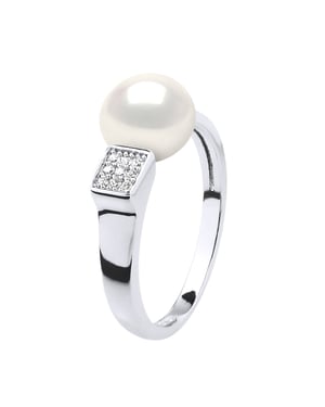 Ring Adjustable Freshwater Pearl Jewelry 9-10mm White 925