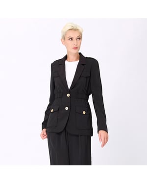 Safari blazer met verzamelde taille