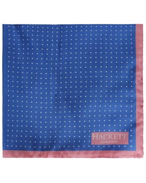 Hackett London Bedrukte Quad Heren Blauw/Roze Hank Zakdoeken