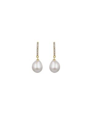 Luxenter Sterling zilveren 925 oorbellen met witte parel afgewerkt in 18K geelgoud - Nolshu