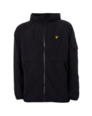 Lyle & Scott-merk Jet Black Winbreaker-jack met capuchon