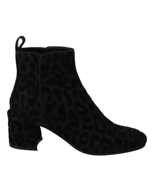 Dolce & Gabbana Dames Zwart Luipaard Korte Laarzen Rits Schoenen