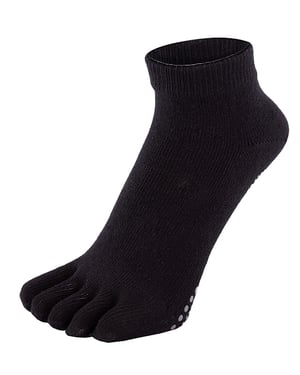 TOETOE - Mens & Ladies Yoga / Pilates Anti Slip Moisture Wicking Low Cut Toe Socks - Black