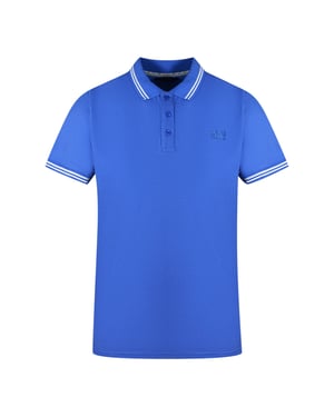 Cavalli Class Twinned Tipped Collar Blue Polo Shirt