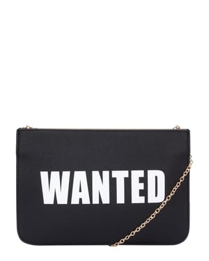 "Wanted" Slogan Chain Strap Clutch Bag
