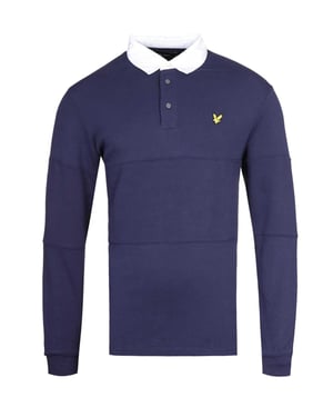 Lyle & Scott marineblauw rugbypoloshirt met lange mouwen