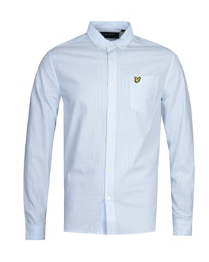 Lyle & Scott Seersucker Poolblauw overhemd met lange mouwen