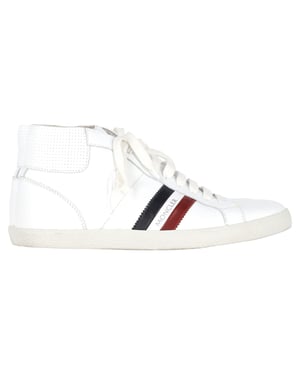 Moncler Monte Carlo Striped High Top Sneakers in White Leather