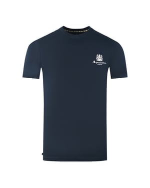 Aquascutum London Aldis Brand Logo On Chest Navy Blue T-Shirt