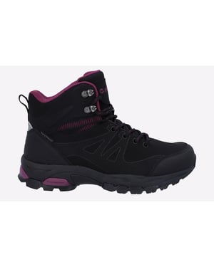 Hi-Tec Jackdaw Mid WP Polyester Dames Zwart/Bordeaux Wandelschoenen