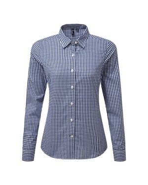 Premier Dames/dames Maxton Check Shirt met lange mouwen (Marine / Wit)