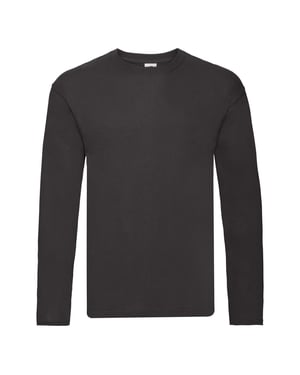 Fruit Of The Loom Heren Originele T-shirt Lange Mouwen (Zwart)